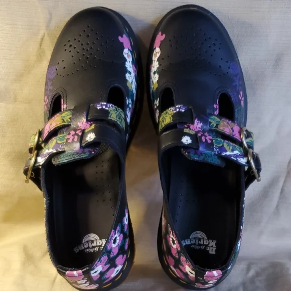 Dr. Martens Black Floral Women's Loafers - Picture 7 of 7